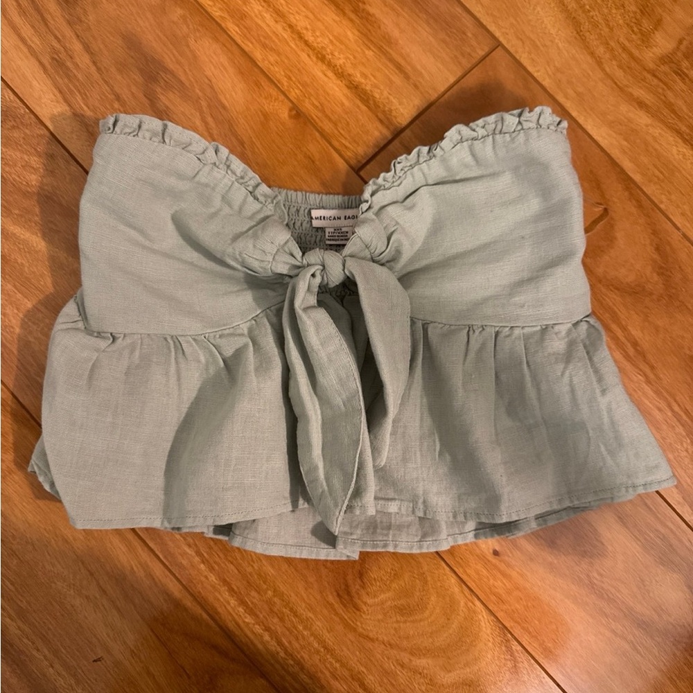 American Eagle Outfitters Sage Tie-Front Blouse